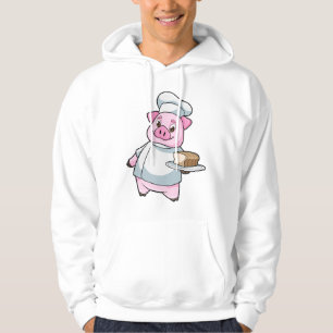 Schweinefleisch als Koch mit Platter und Kuchen Hoodie
