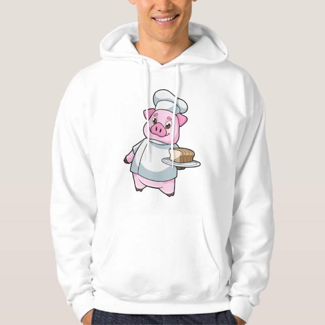 Schweinefleisch als Koch mit Platter und Kuchen Hoodie (Vorderseite)