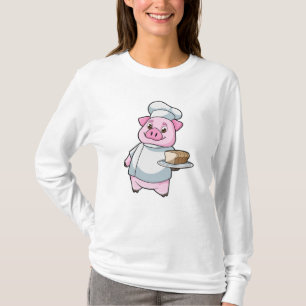 Schweinefleisch als Koch mit Platter und Kuchen T-Shirt