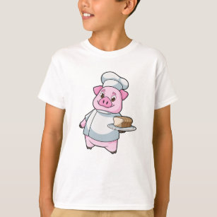 Schweinefleisch als Koch mit Platter und Kuchen T-Shirt