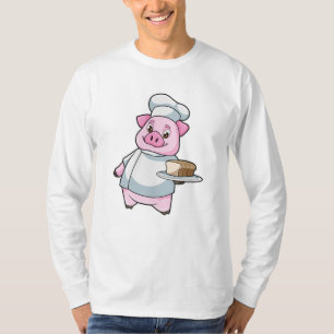 Schweinefleisch als Koch mit Platter und Kuchen T-Shirt