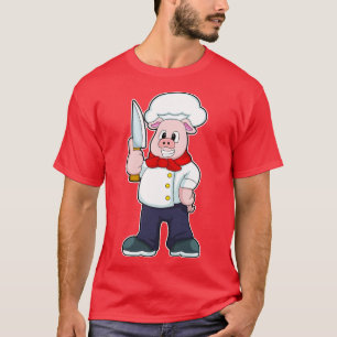 Schweinefleisch als Metzger mit Messer T-Shirt
