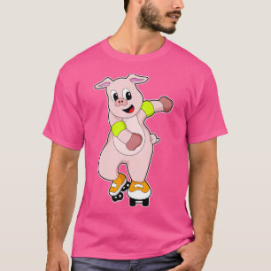 Schweinefleisch als Skater mit Inline-Skaten 1 T-Shirt