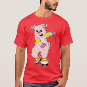 Schweinefleisch als Skater mit Inline-Skaten 2 T-Shirt