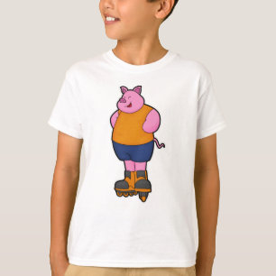 Schweinefleisch als Skater mit Inline-Skaten T-Shirt