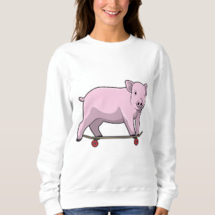 Schweinefleisch als Skater mit Skateboard Sweatshirt