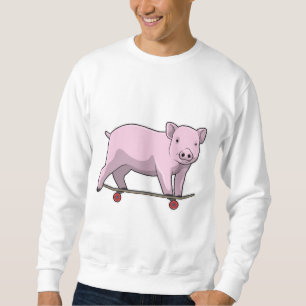 Schweinefleisch als Skater mit Skateboard Sweatshirt