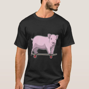 Schweinefleisch als Skater mit Skateboard T-Shirt