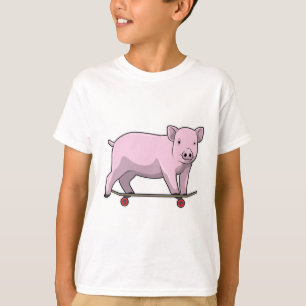 Schweinefleisch als Skater mit Skateboard T-Shirt