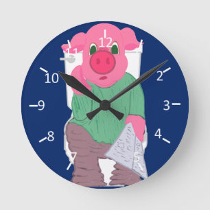 Schweinefleisch auf der Toilette Runde Wanduhr