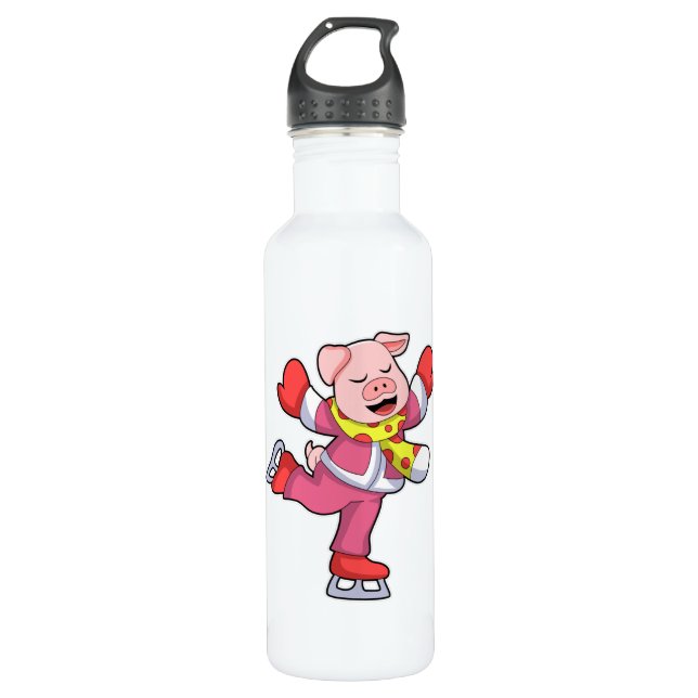 Schweinefleisch auf Ice-Skaten mit Ice-Skaten Edelstahlflasche (Vorderseite)