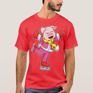 Schweinefleisch auf Ice-Skaten mit Ice-Skaten T-Shirt