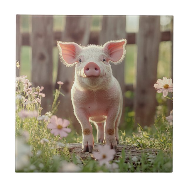 Schweinefleisch im Blumengarten Fliese (Vorderseite)