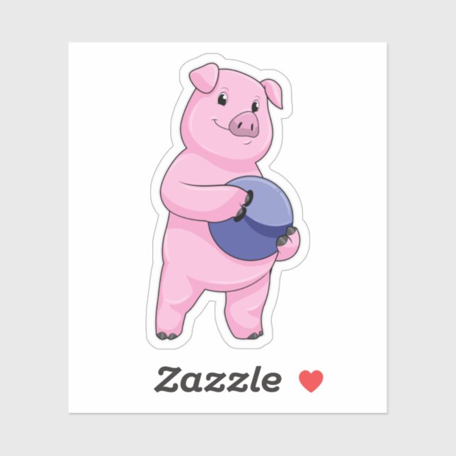 Schweinefleisch im Bowling mit Bowlingball Aufkleber (Blatt)