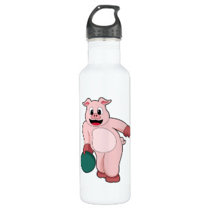 Schweinefleisch im Bowling mit Bowlingball Edelstahlflasche