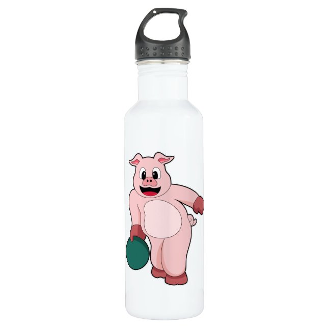 Schweinefleisch im Bowling mit Bowlingball Edelstahlflasche (Vorderseite)