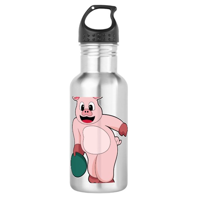 Schweinefleisch im Bowling mit Bowlingball Edelstahlflasche (Vorderseite)