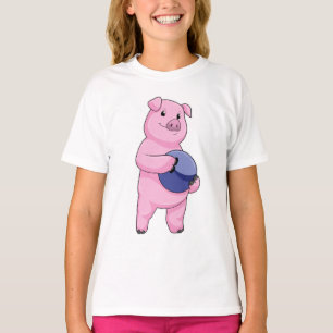 Schweinefleisch im Bowling mit Bowlingball T-Shirt