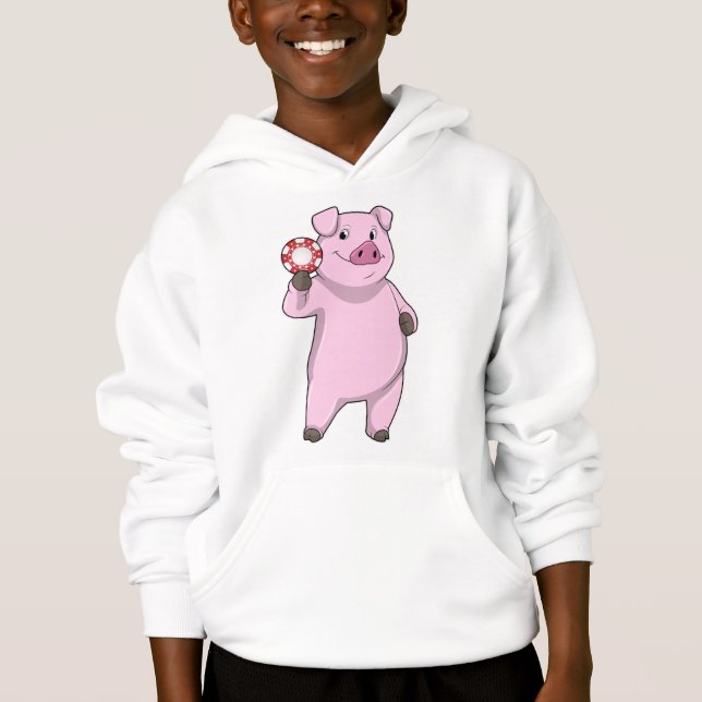 Schweinefleisch im Poker mit Poker-Chips Hoodie (Vorderseite)