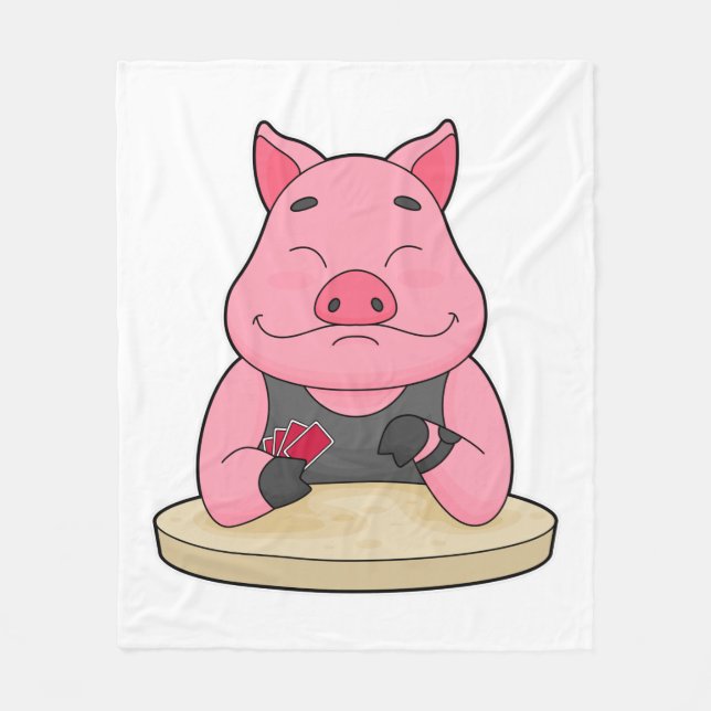 Schweinefleisch im Poker mit Poker-Karten Fleecedecke (Vorderseite)