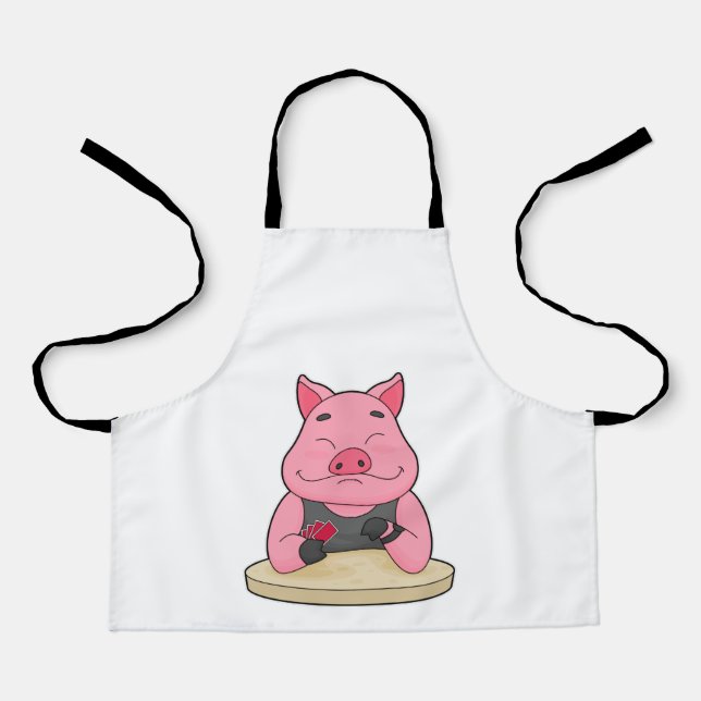 Schweinefleisch im Poker mit Poker-Karten Schürze (Vorderseite)