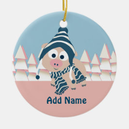 Schweinefleisch im Winter Keramik Ornament