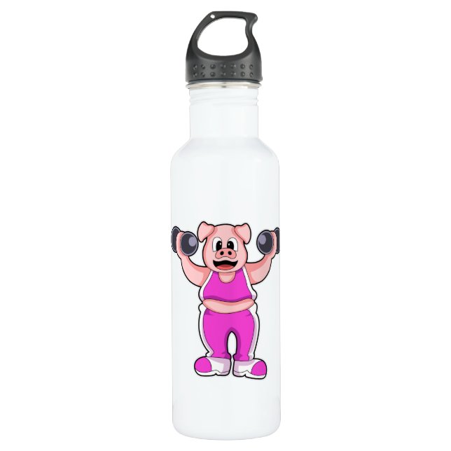 Schweinefleisch in Bodybuilding mit Dumbells Edelstahlflasche (Vorderseite)