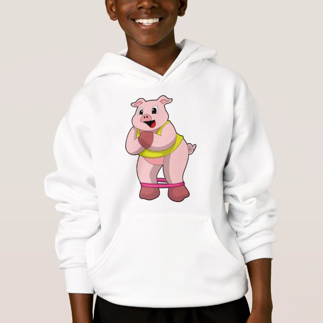 Schweinefleisch in Fitness mit Gummiband Hoodie (Vorderseite)