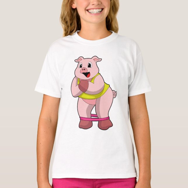 Schweinefleisch in Fitness mit Gummiband T-Shirt (Vorderseite)
