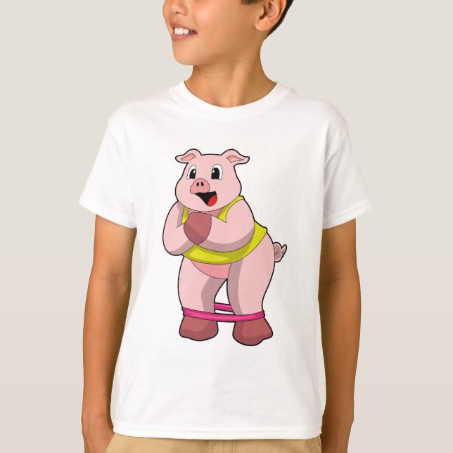 Schweinefleisch in Fitness mit Gummiband T-Shirt (Vorderseite)