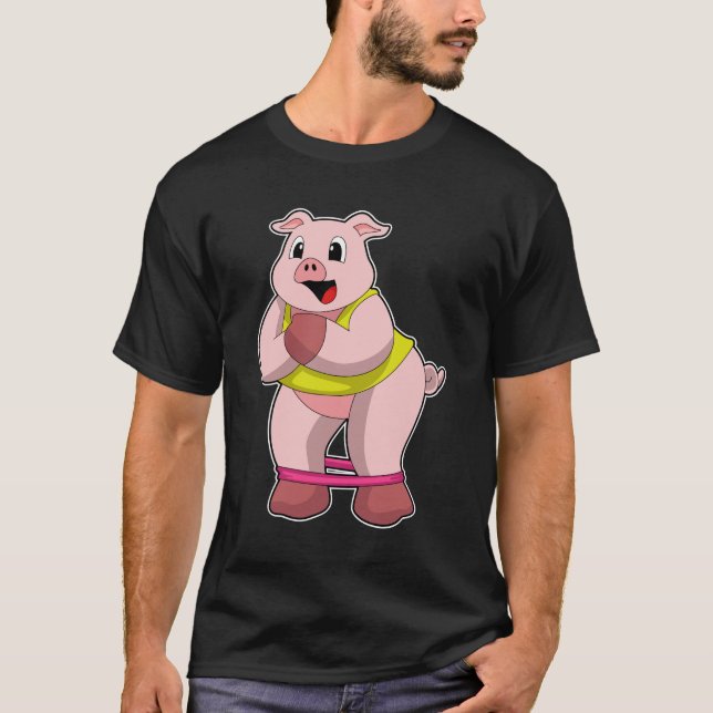 Schweinefleisch in Fitness mit Gummiband T-Shirt (Vorderseite)