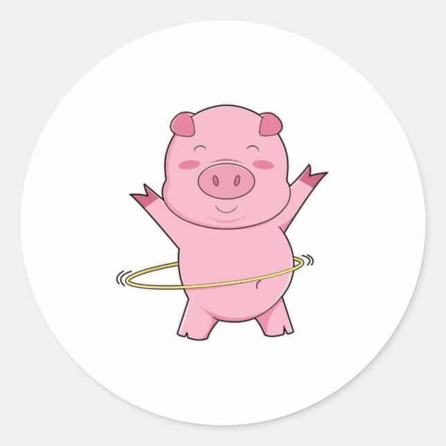 Schweinefleisch in Fitness mit Swing Ring Runder Aufkleber (Vorderseite)