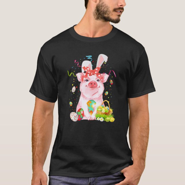 Schweinefleisch Jagdkorb Ostern Sonniger Frühling  T-Shirt (Vorderseite)
