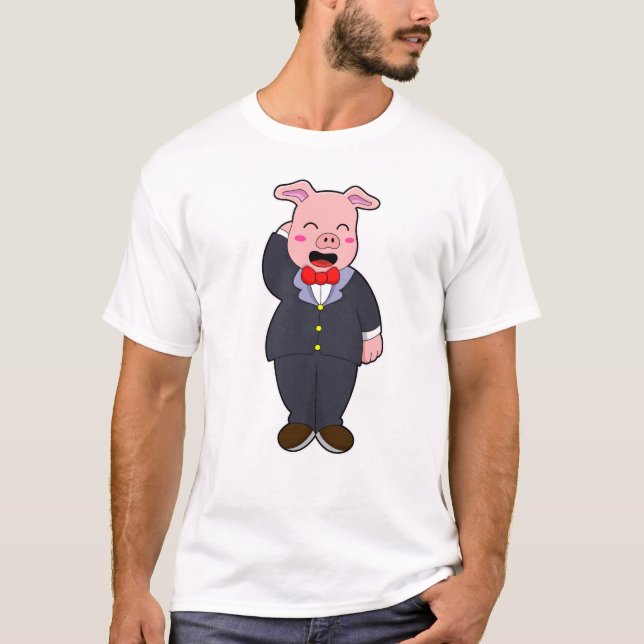 Schweinefleisch mit Anzug und Krawatte T-Shirt (Vorderseite)