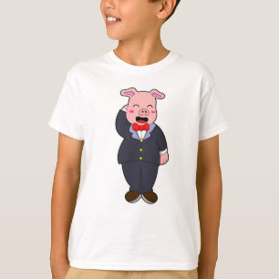 Schweinefleisch mit Anzug und Krawatte T-Shirt