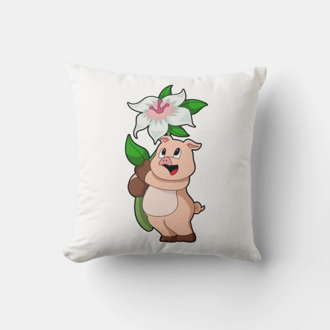 Schweinefleisch mit Blume Lilie Kissen (Vorderseite)