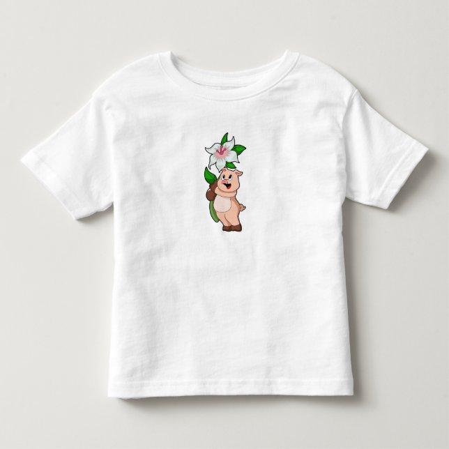 Schweinefleisch mit Blume Lilie Kleinkind T-shirt (Vorderseite)