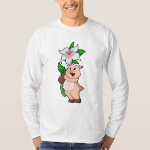 Schweinefleisch mit Blume Lilie T-Shirt