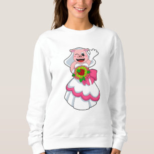 Schweinefleisch mit Hochzeitskleid & Blume Sweatshirt