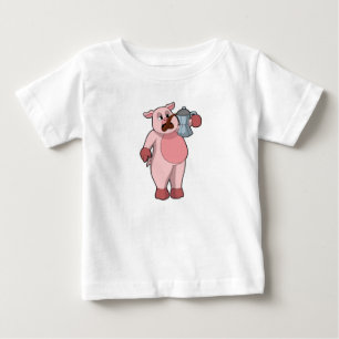 Schweinefleisch mit Kaffeekanne Baby T-shirt