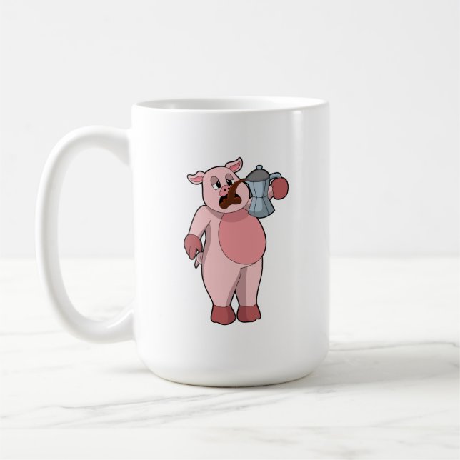 Schweinefleisch mit Kaffeekanne Kaffeetasse (Links)