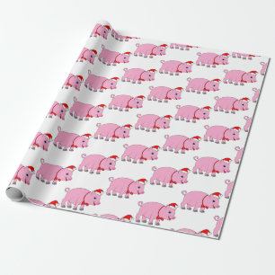 Schweinefleisch mit Krawatte und Weihnachtsmannmü Geschenkpapier