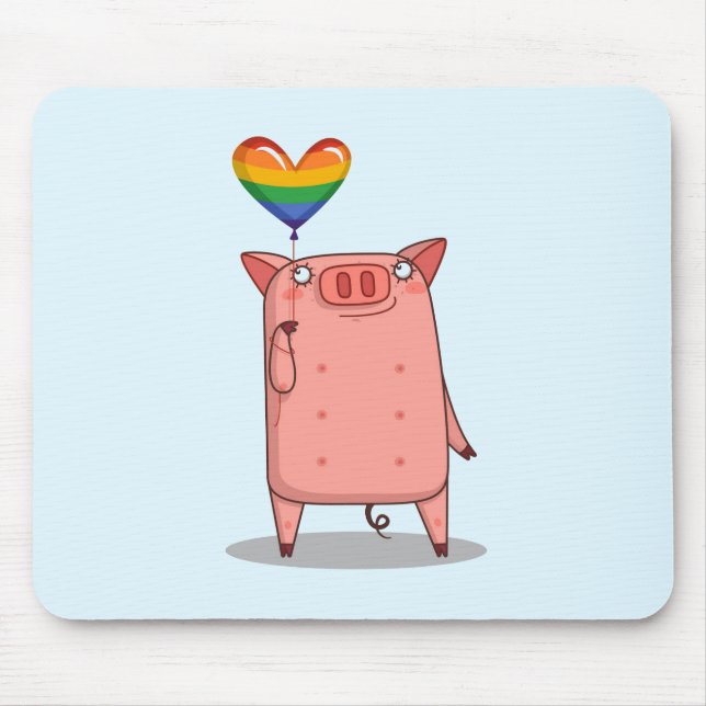 Schweinefleisch mit Regenbogenballon Mousepad (Vorne)