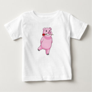 Schweinefleisch mit Rose Blume Baby T-shirt