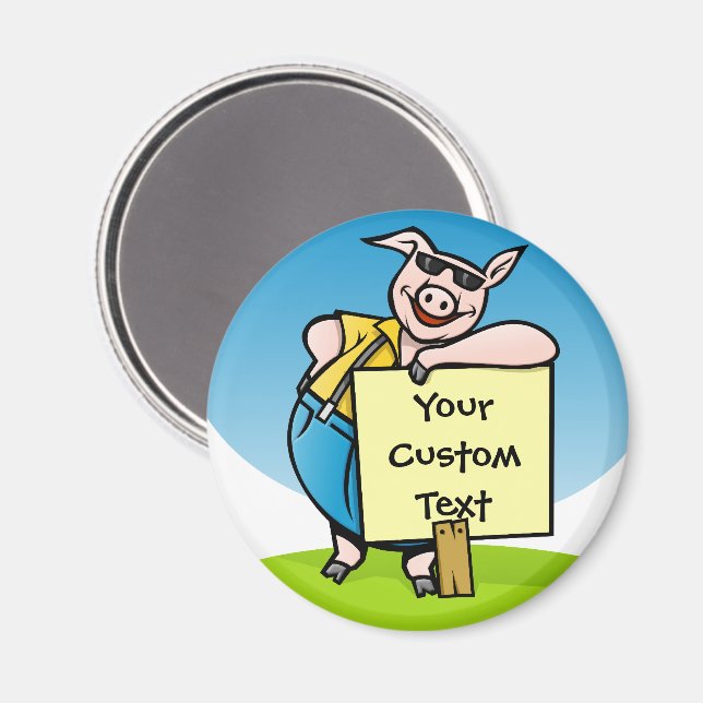 Schweinefleisch mit Schild Magnet (Vorderseite/Rückseite)