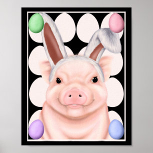 Schweinefleisch mit sonnigen Ohren und Ostereiern Poster