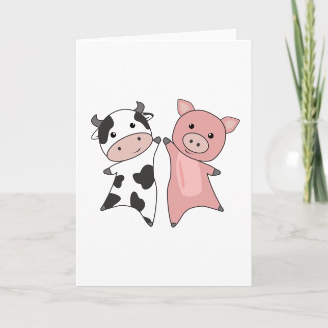 Schweinefleisch Niedliche Nutztiere Karte (Vorderseite)