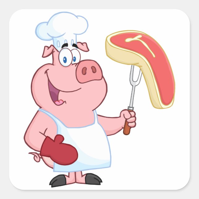 Schweinefleisch Quadratischer Aufkleber (Vorderseite)