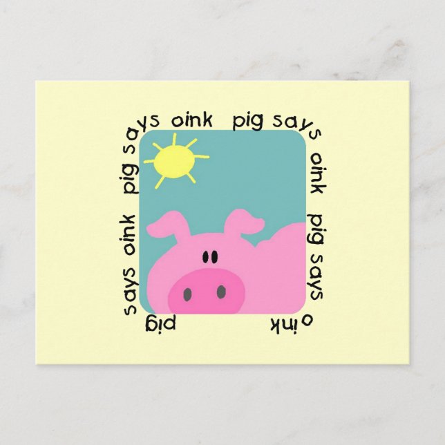 Schweinefleisch sagt "Oink Tshirts und Geschenke" Postkarte (Vorderseite)