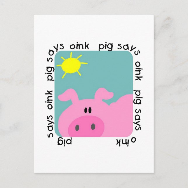 Schweinefleisch sagt "Oink Tshirts und Geschenke" Postkarte (Vorderseite)